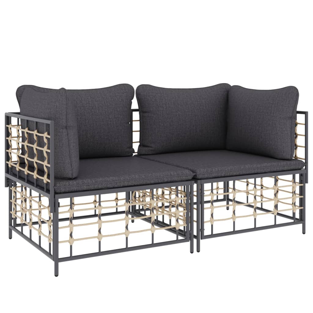 vidaXL Ecksofas mit Kissen 2 Stk. Modular Poly Rattan