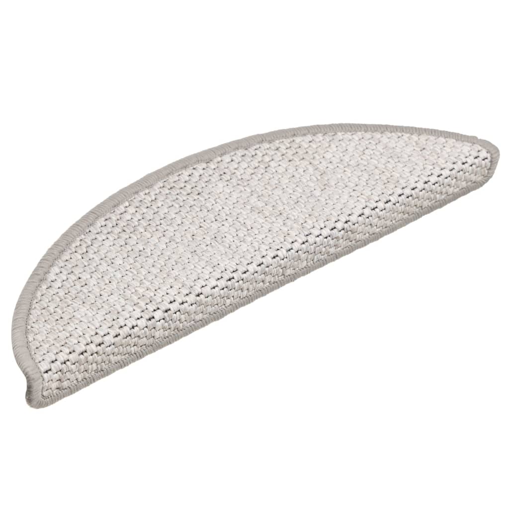 vidaXL Treppenmatten Selbstklebend Sisal-Look 15 Stk. 56x17x3 Platina