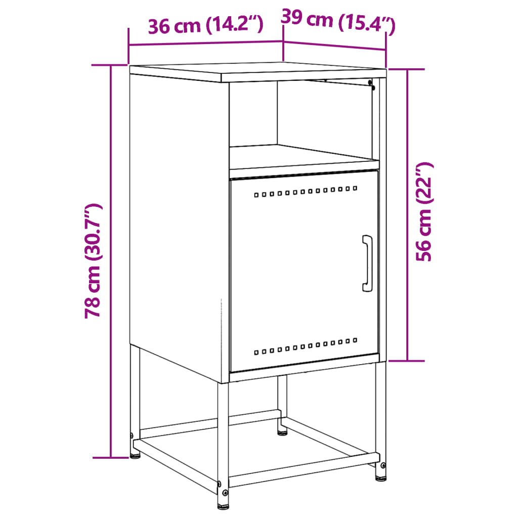 vidaXL Nachttisch Rosa 36x39x78 cm Stahl