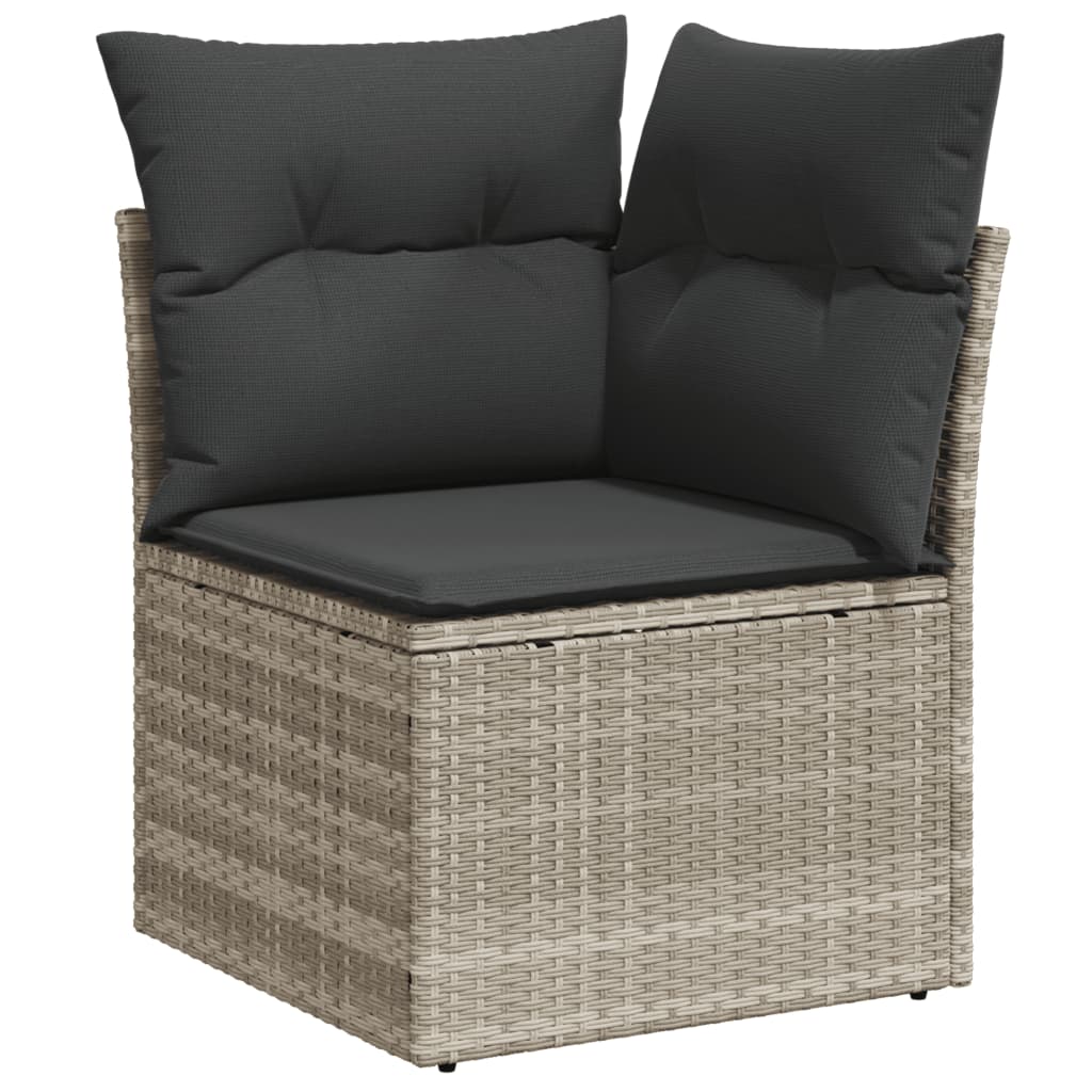 vidaXL 9-tlg. Garten-Sofagarnitur mit Kissen Hellgrau Poly Rattan