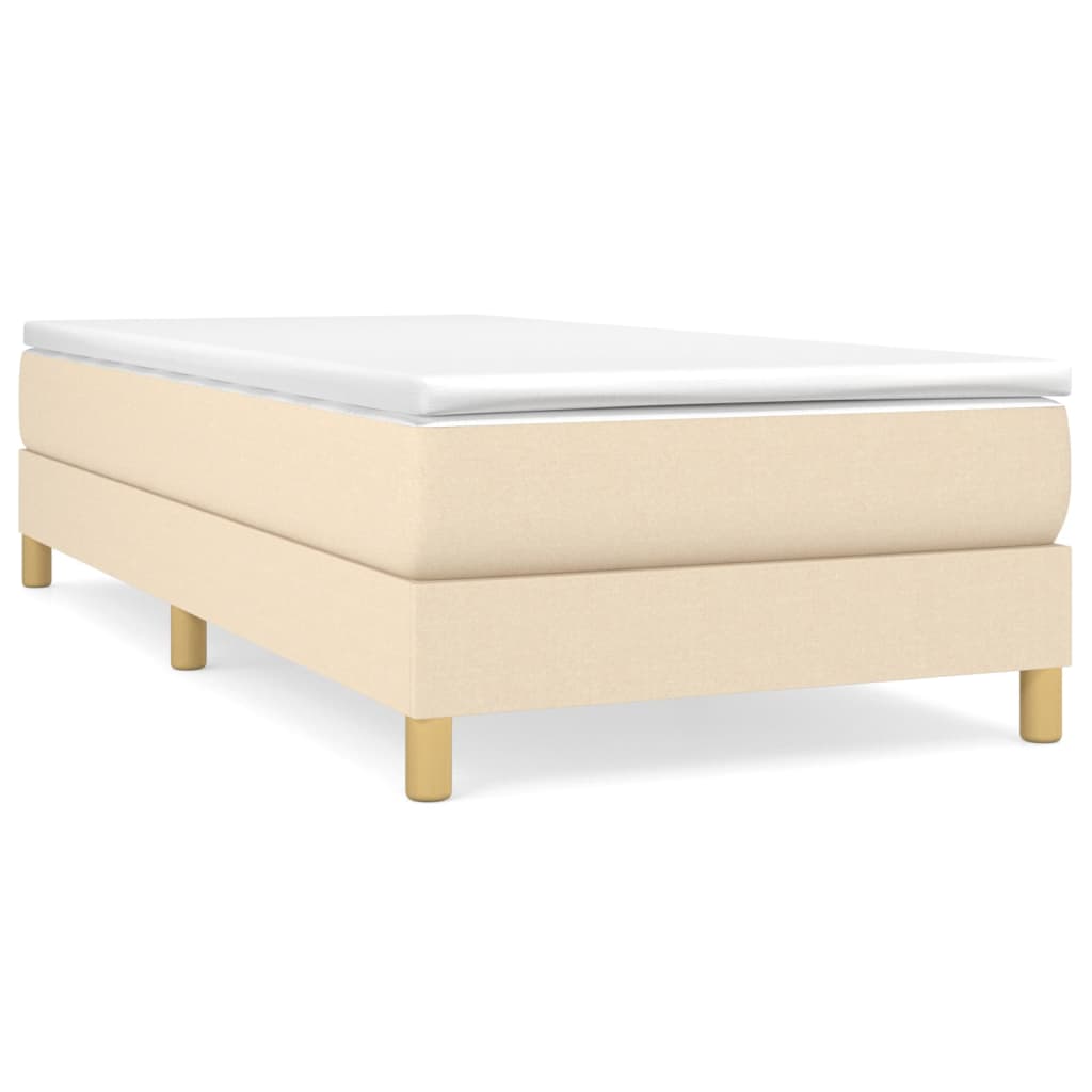 vidaXL Boxspringbett mit Matratze Creme 100x200 cm Stoff