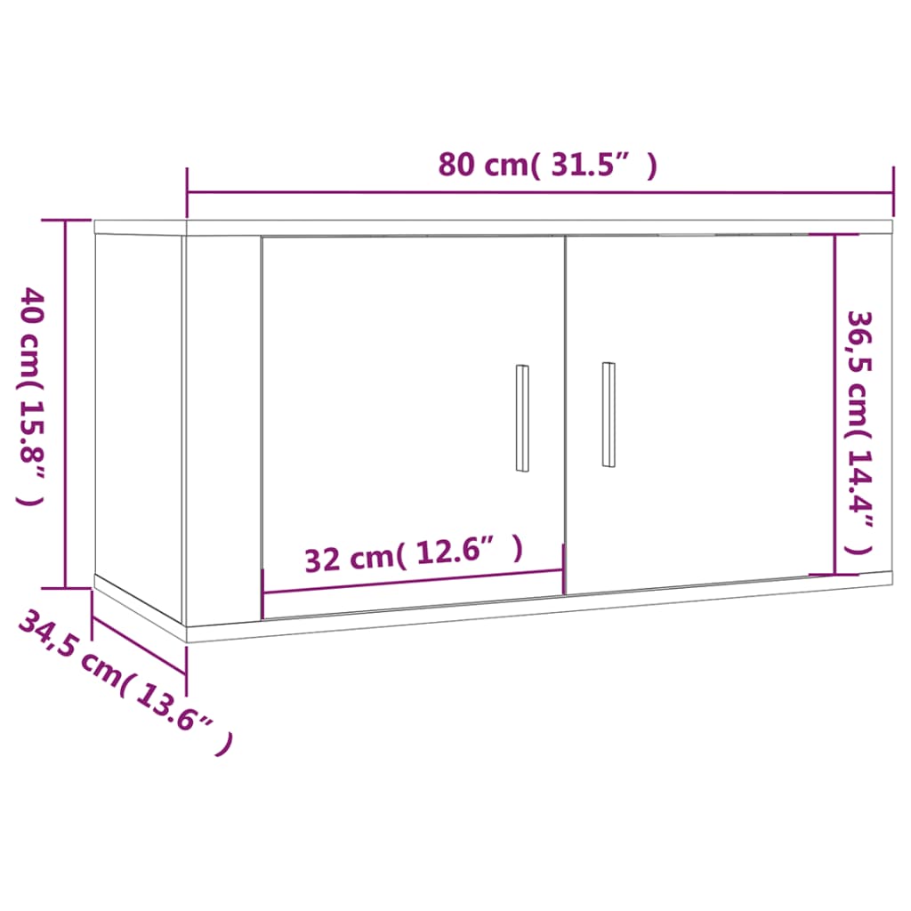 vidaXL TV-Wandschränke 3 Stk. Räuchereiche 80x34,5x40 cm