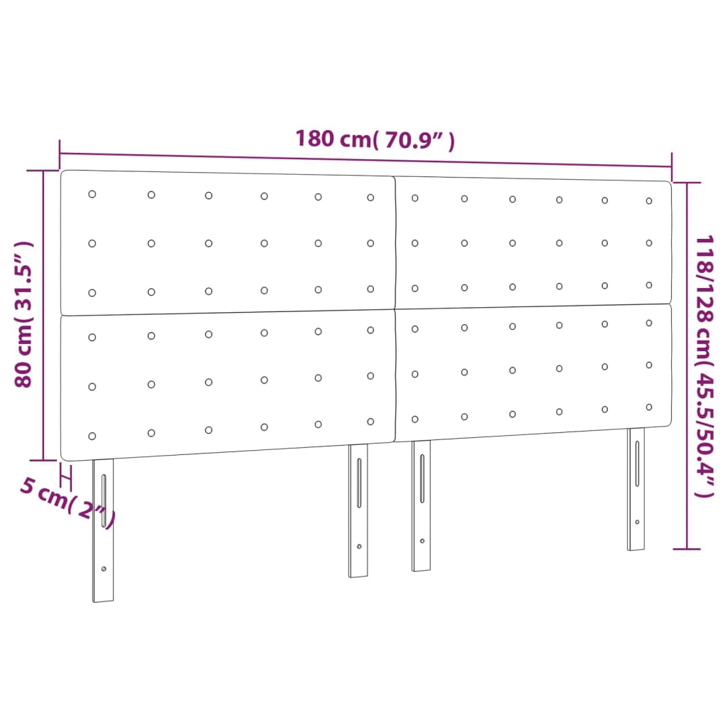 vidaXL Kopfteile 4 Stk. Cappuccino-Braun 90x5x78/88 cm Kunstleder