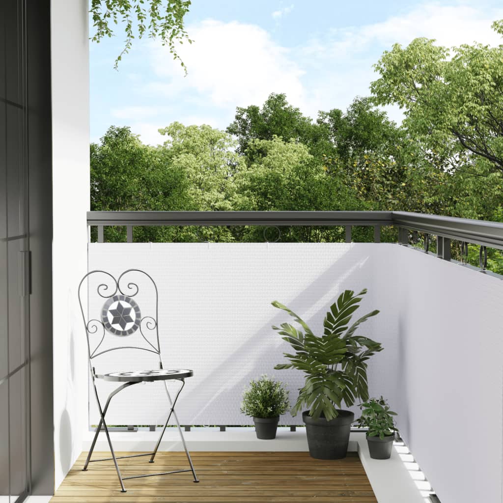 vidaXL Balkon-Sichtschutz Weiß 500x90 cm Poly Rattan