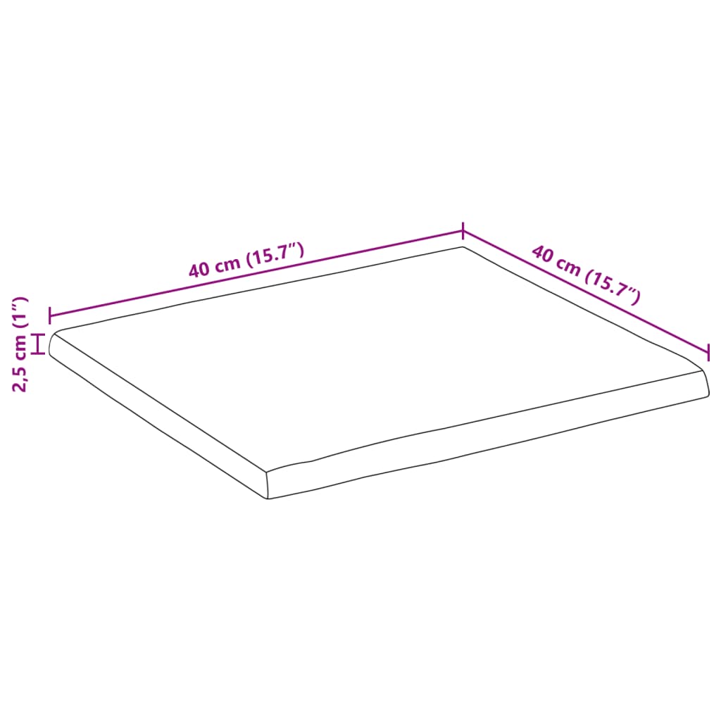 vidaXL Tischplatte mit Baumkante 40x40x2,5 cm Raues Mango Massivholz