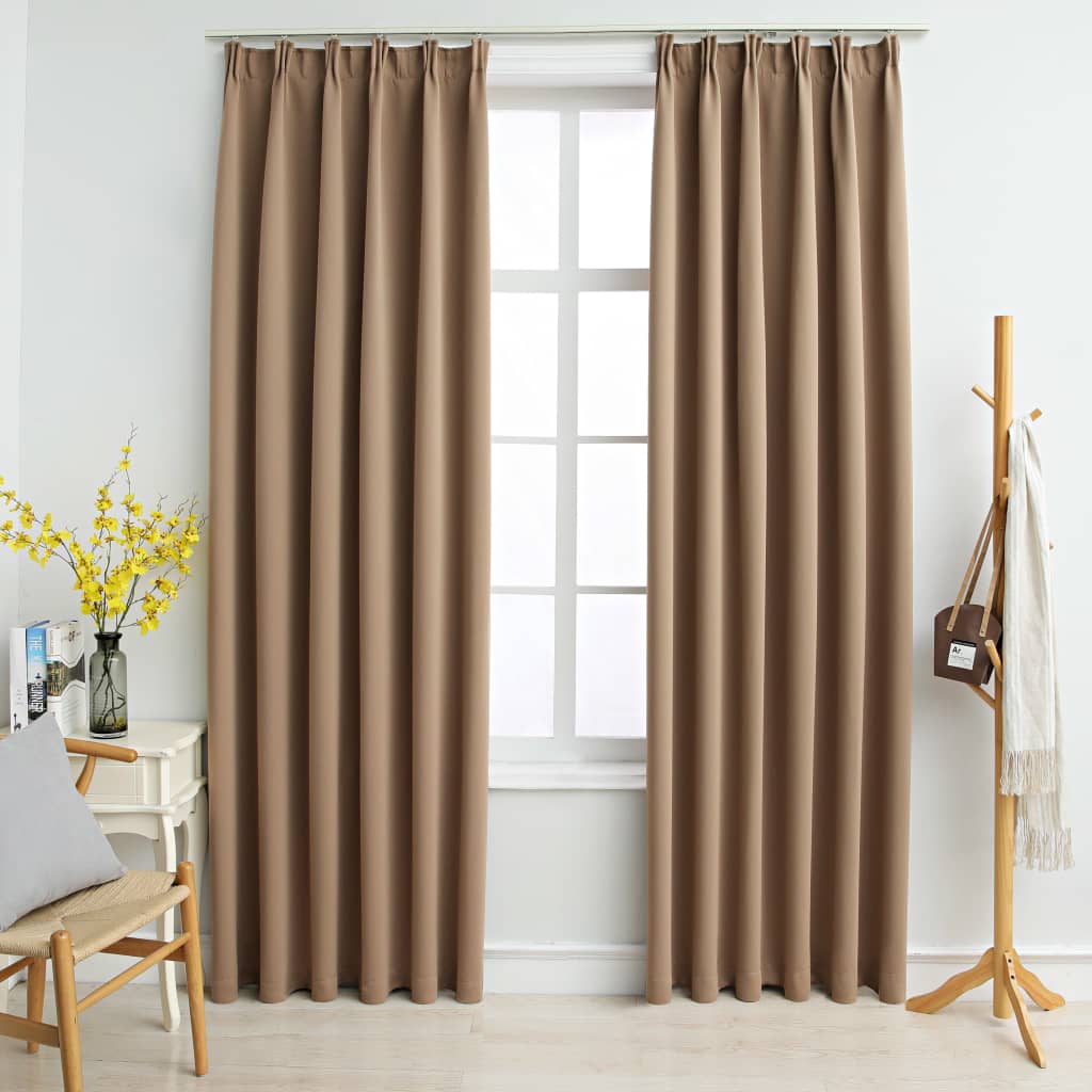 vidaXL Verdunkelungsvorhänge mit Haken 2 Stk. Taupe 140x175cm