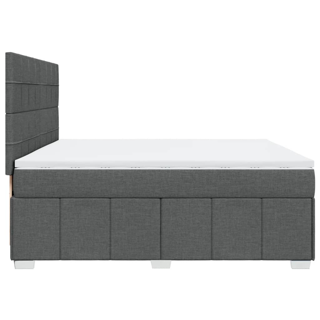 vidaXL Boxspringbett mit Matratze Dunkelgrau 200x200 cm Stoff