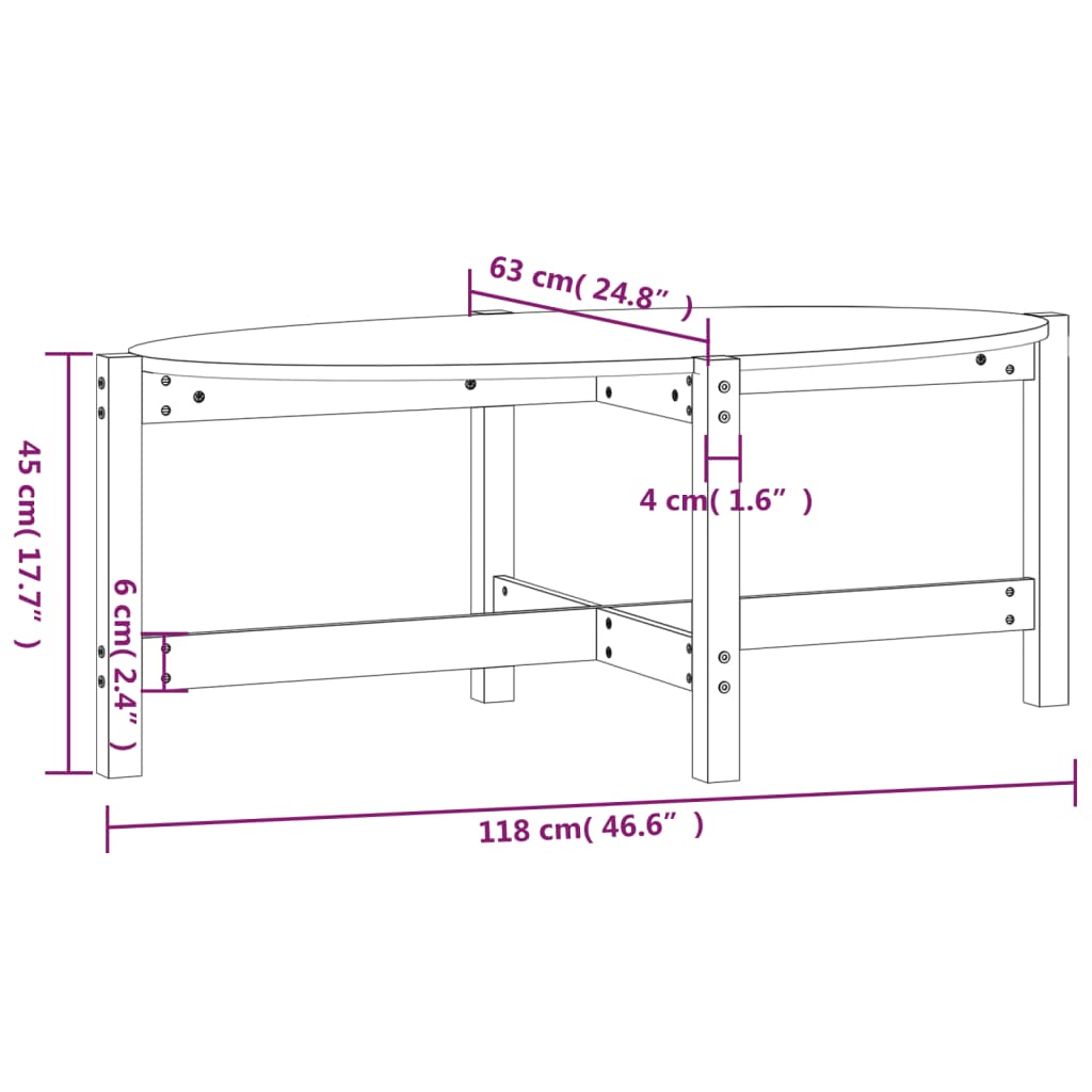 vidaXL Couchtisch Honigbraun 118x63x45 cm Massivholz Kiefer