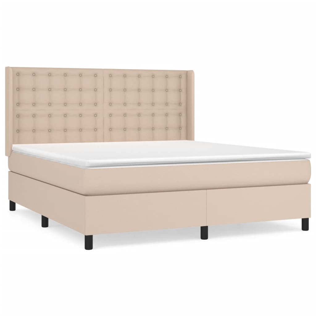 vidaXL Boxspringbett Matratze Cappuccino-Braun 180x200 cm Kunstleder