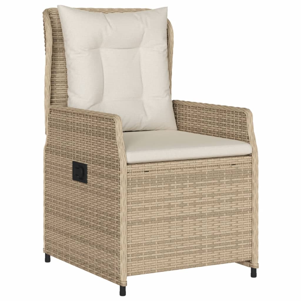 vidaXL 3-tlg. Garten-Essgruppe mit Kissen Beige Poly Rattan