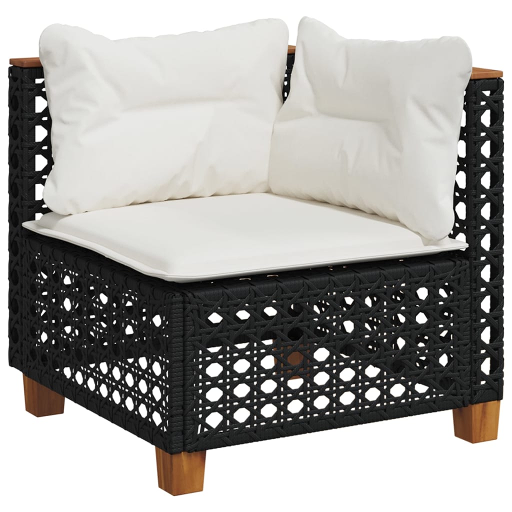 vidaXL 11-tlg. Garten-Sofagarnitur mit Kissen Schwarz Poly Rattan