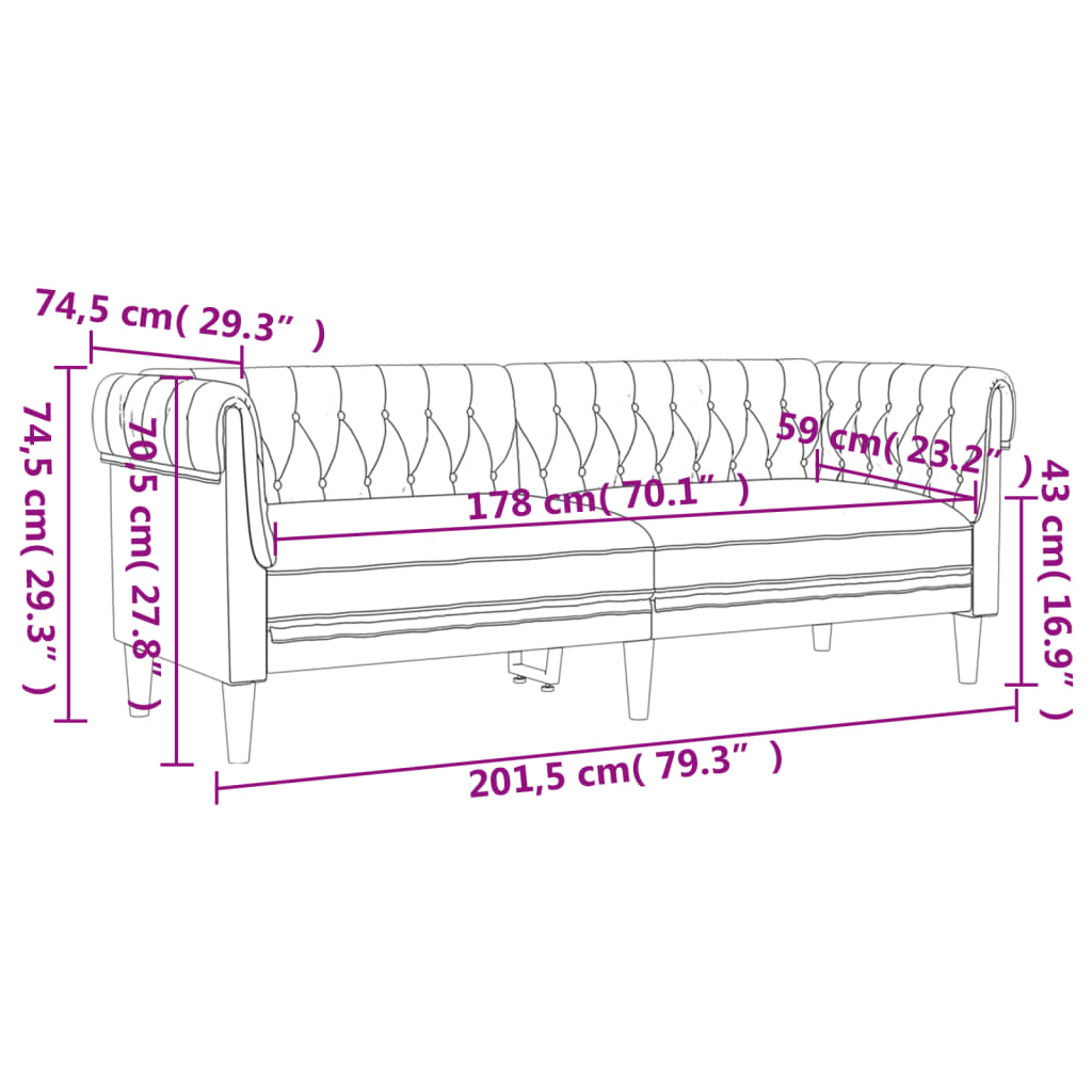 vidaXL 3-tlg. Sofagarnitur Creme Stoff