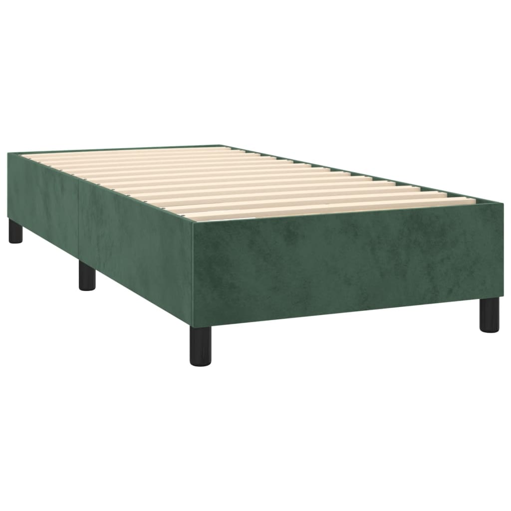 vidaXL Boxspringbett mit Matratze & LED Dunkelgrün 80x200 cm Samt