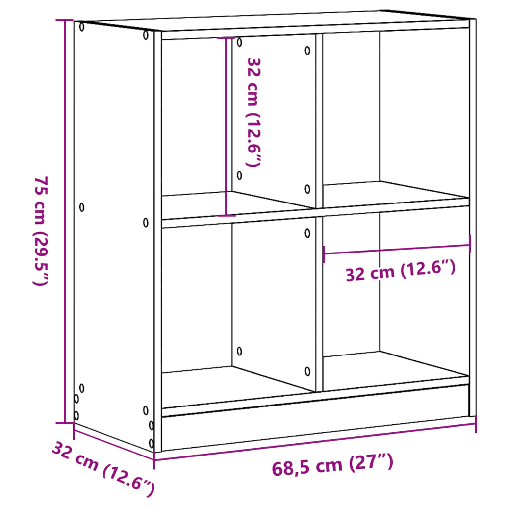 vidaXL Bücherregal Betongrau 68,5x32x75 cm Holzwerkstoff