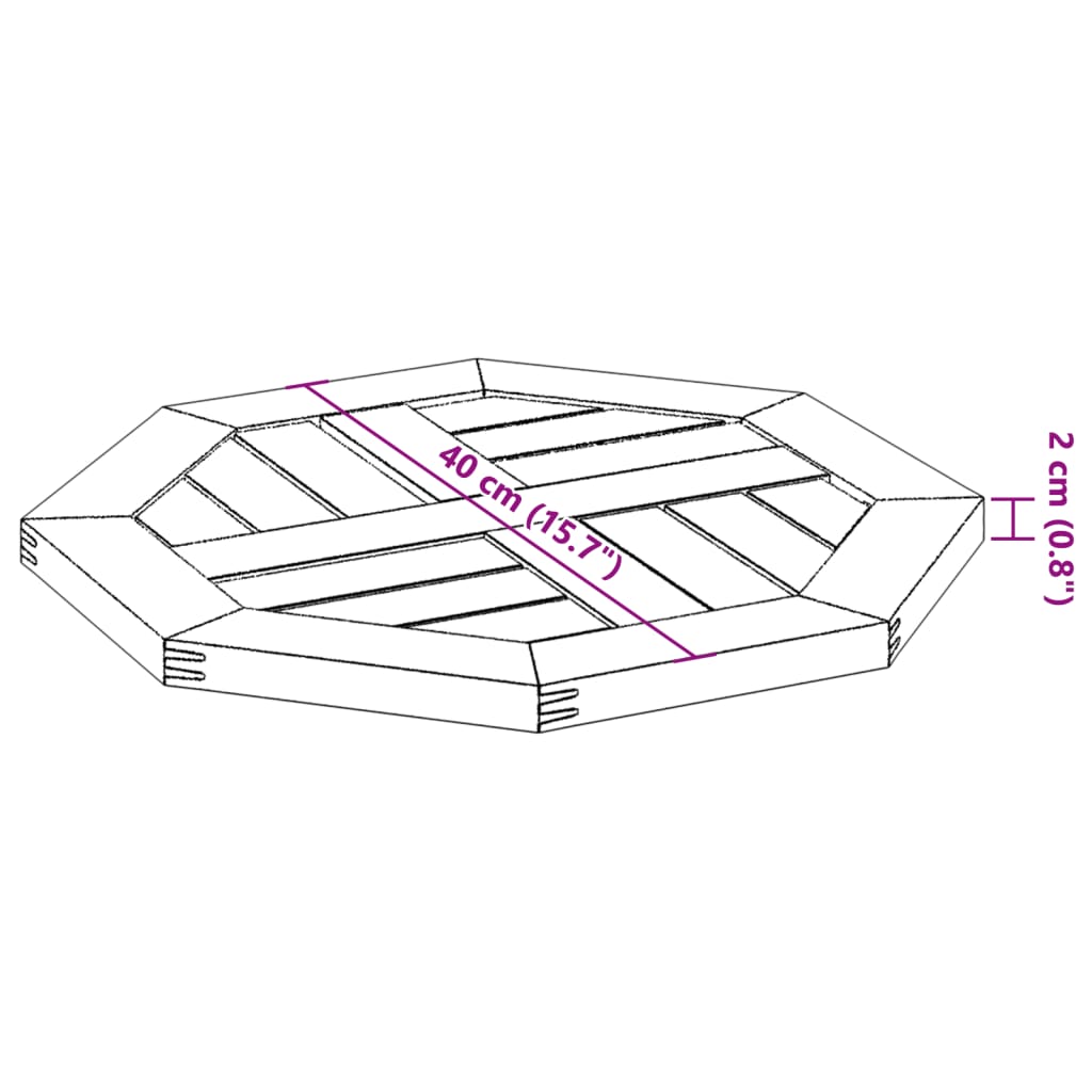 vidaXL Tischplatte 40x40x2 cm Achteckig Massivholz Akazie