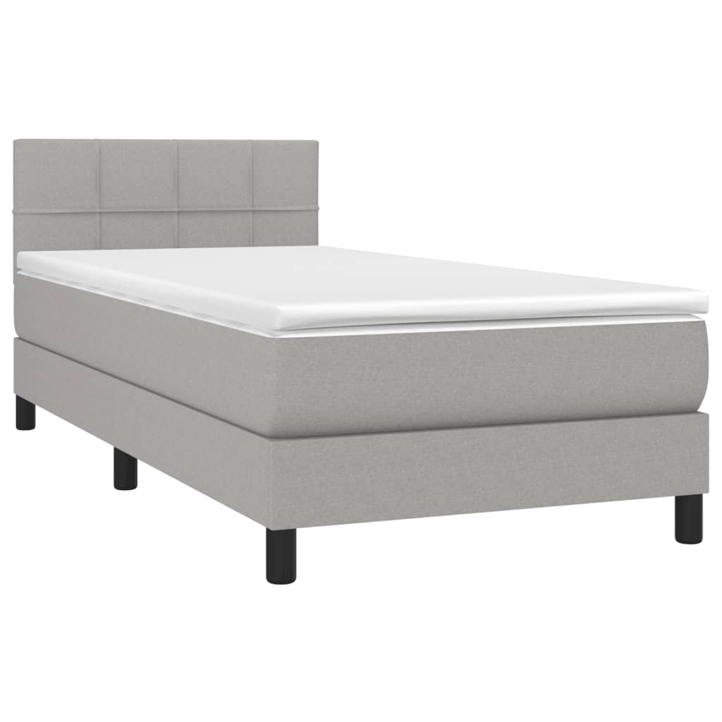 vidaXL Boxspringbett mit Matratze Hellgrau 90x200 cm Stoff