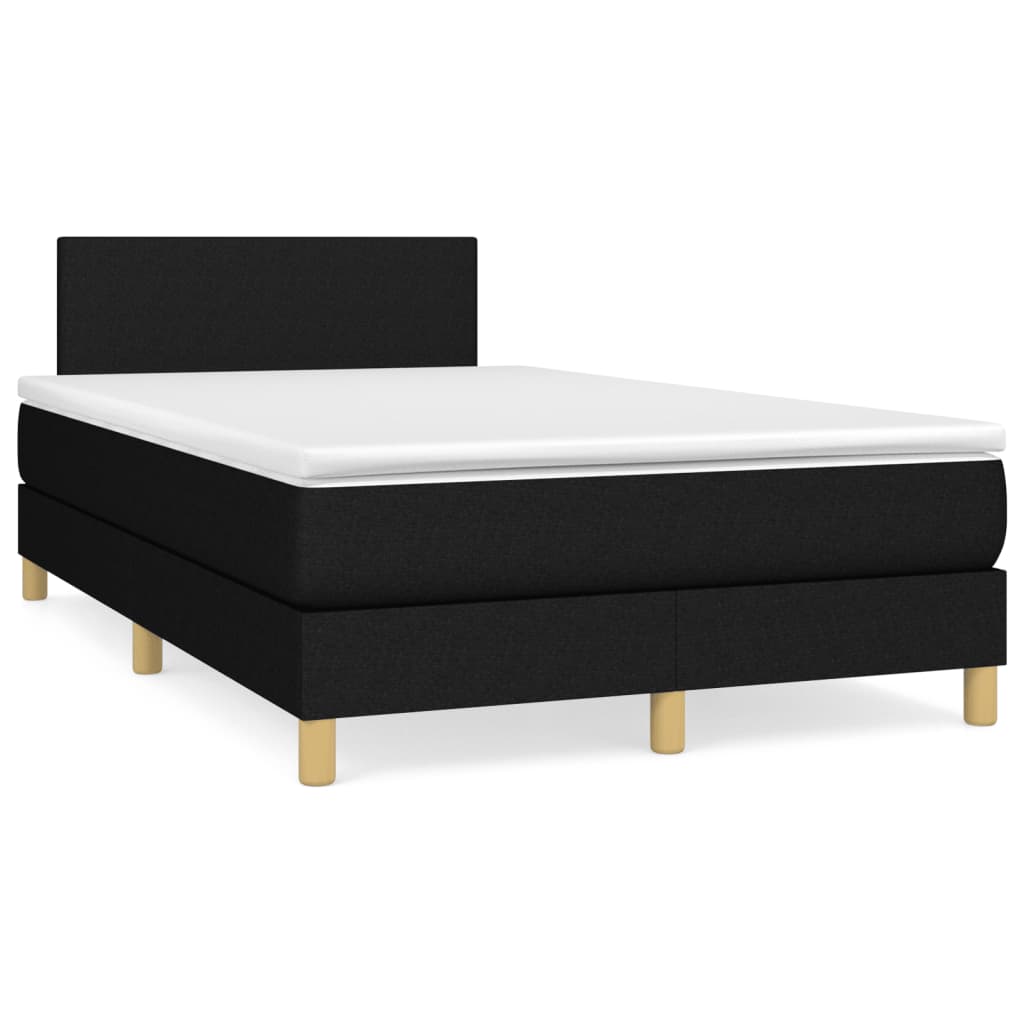 vidaXL Boxspringbett mit Matratze & LED Schwarz 120x190 cm Stoff