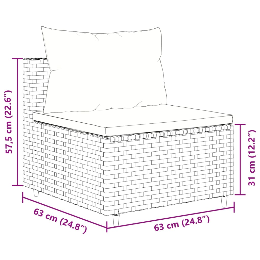 vidaXL 10-tlg. Garten-Sofagarnitur mit Kissen Grau Poly Rattan