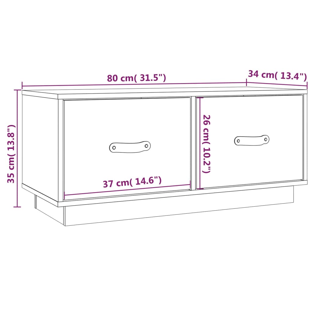 vidaXL TV-Schrank 80x34x35 cm Massivholz Kiefer