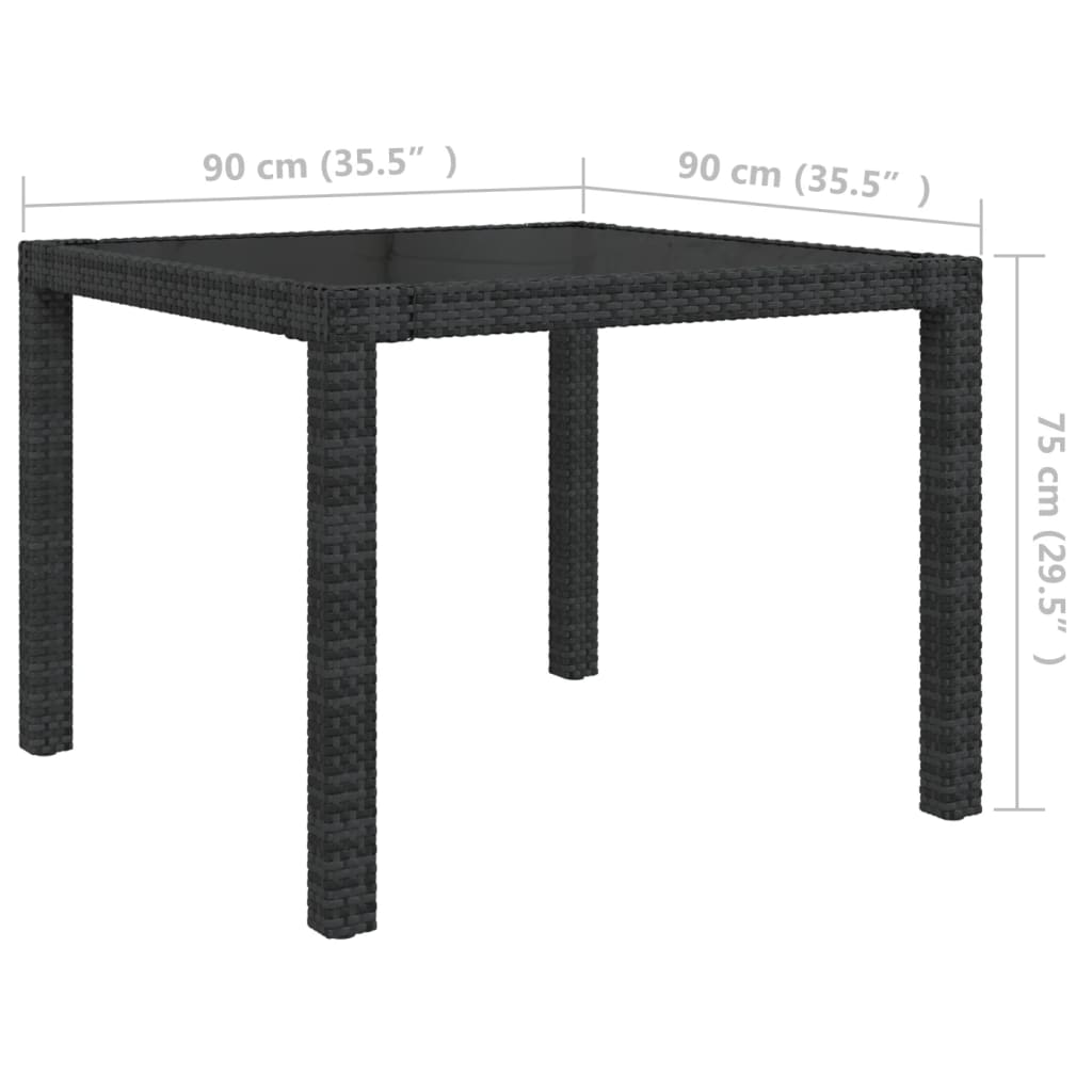 vidaXL 3-tlg. Garten-Essgruppe mit Auflagen Poly Rattan Schwarz