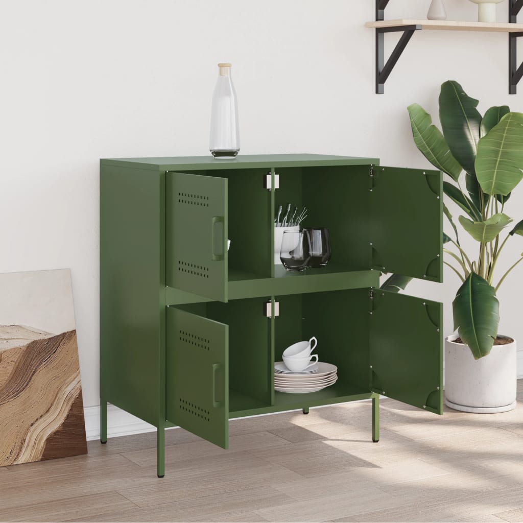 vidaXL Sideboard Olivgrün 68x39x79 cm Stahl