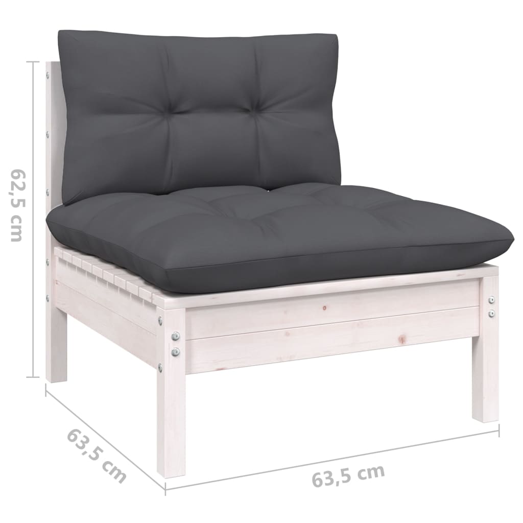 vidaXL 9-tlg. Garten-Lounge-Set mit Kissen Weiß Kiefer Massivholz