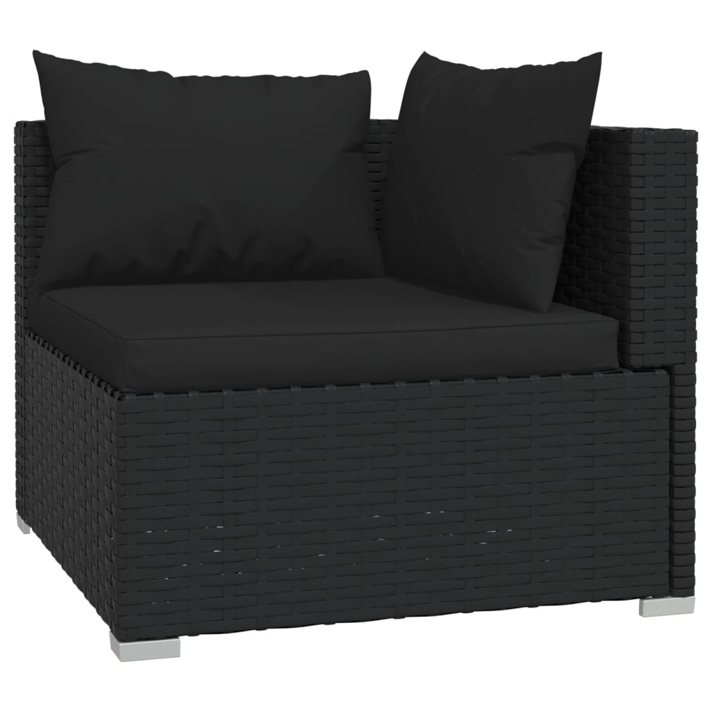 vidaXL 11-tlg. Garten-Lounge-Set mit Kissen Schwarz Poly Rattan