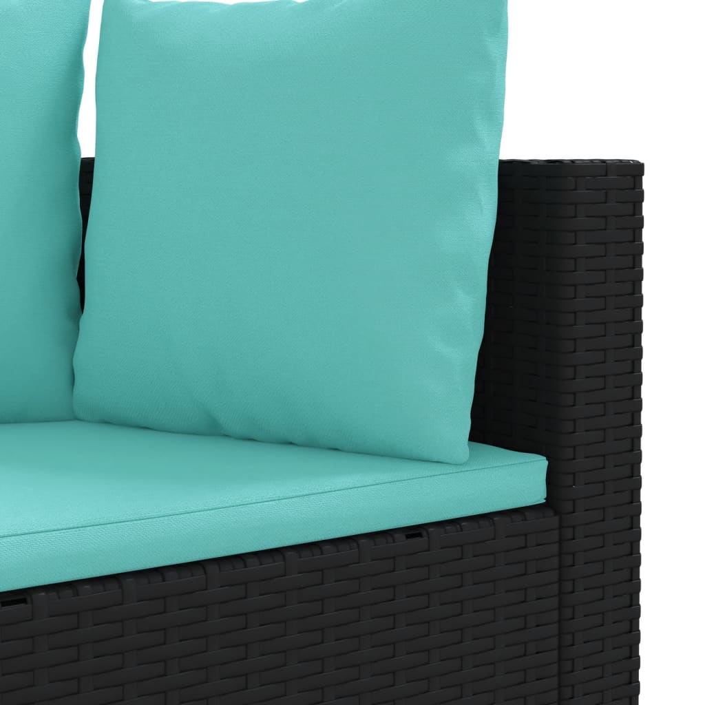 vidaXL 6-tlg. Garten-Sofagarnitur mit Kissen Schwarz Poly Rattan