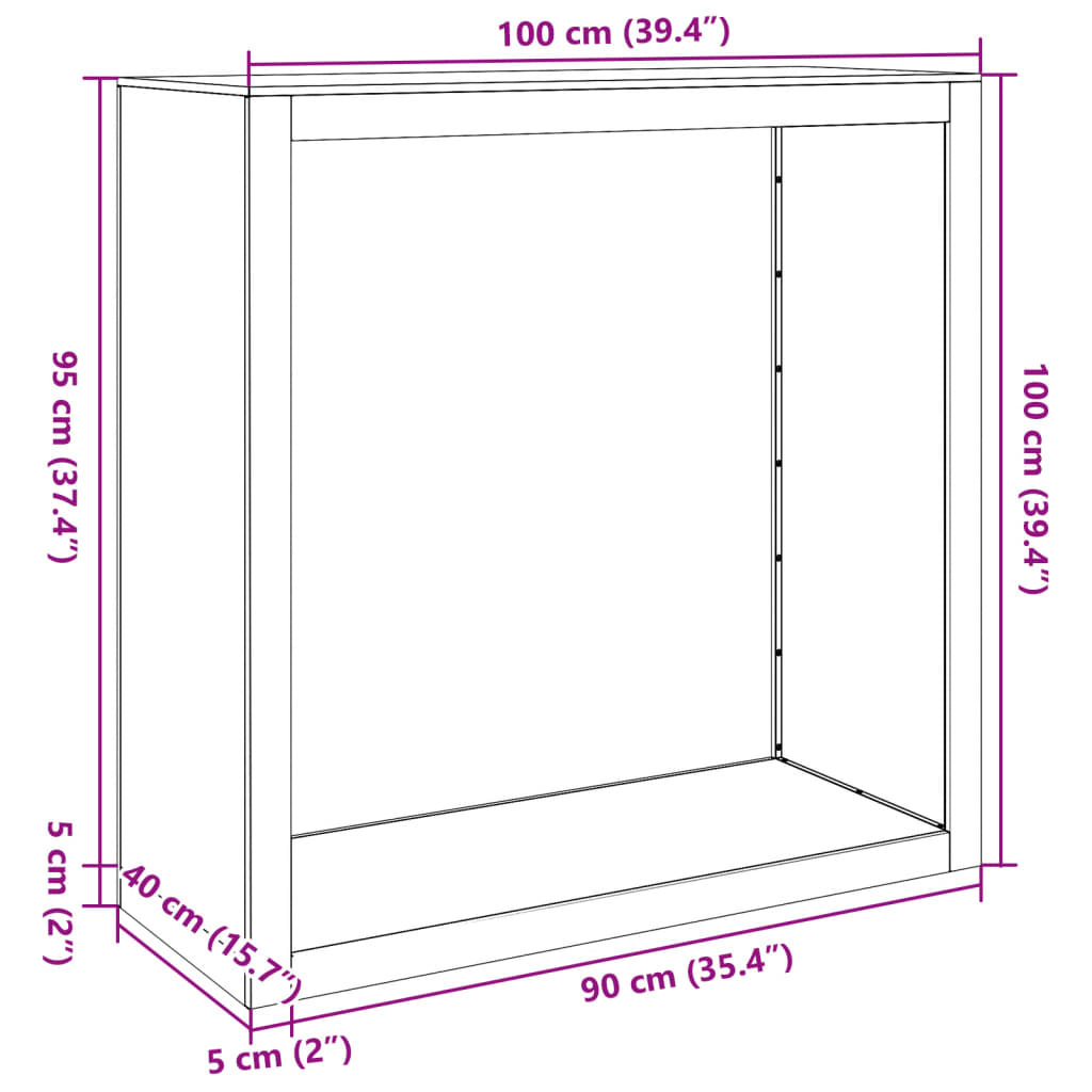 vidaXL Brennholzregal 100x40x100 cm Edelstahl