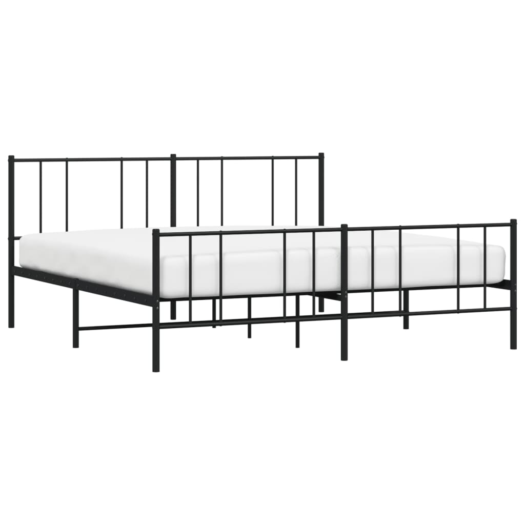 vidaXL Metallbett ohne Matratze mit Fußteil Schwarz 180x200 cm