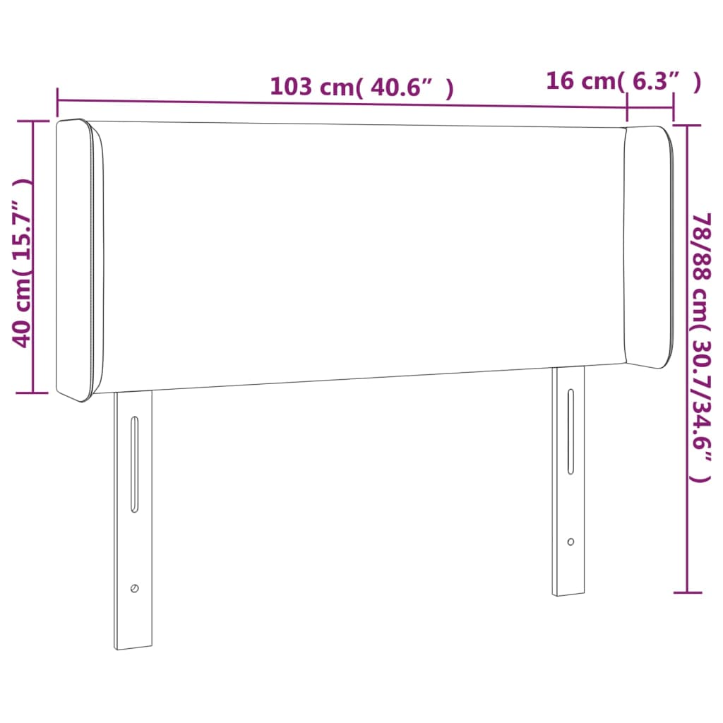 vidaXL LED Kopfteil Creme 103x16x78/88 cm Stoff