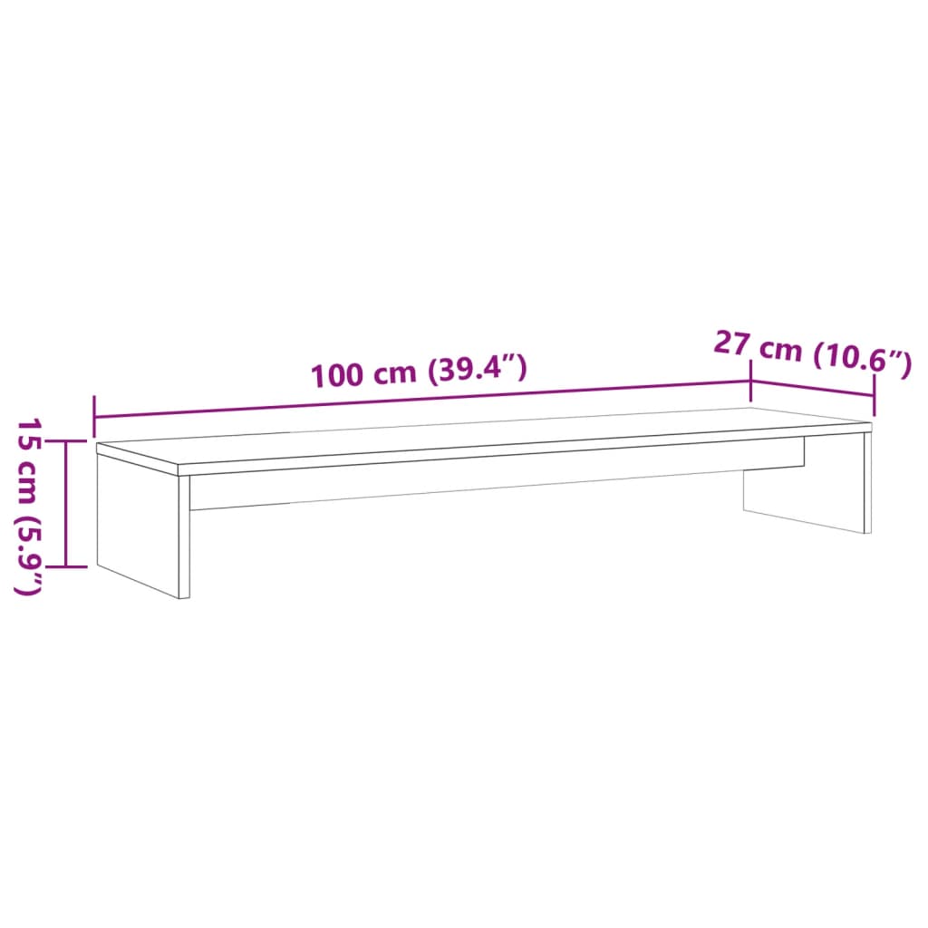 vidaXL Monitorständer Wachsbraun 100x27x15 cm Massivholz Kiefer