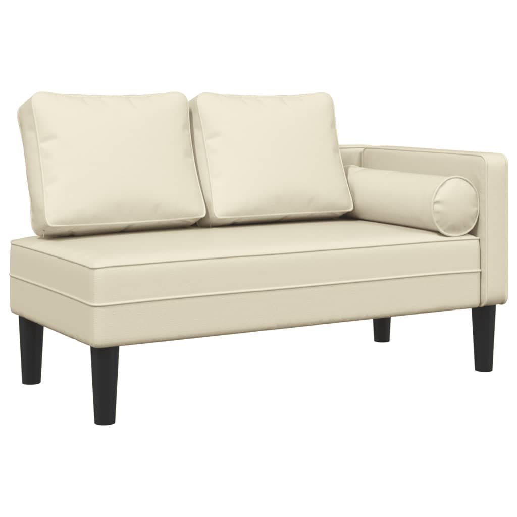 vidaXL Chaiselongue mit Kissen Creme Kunstleder