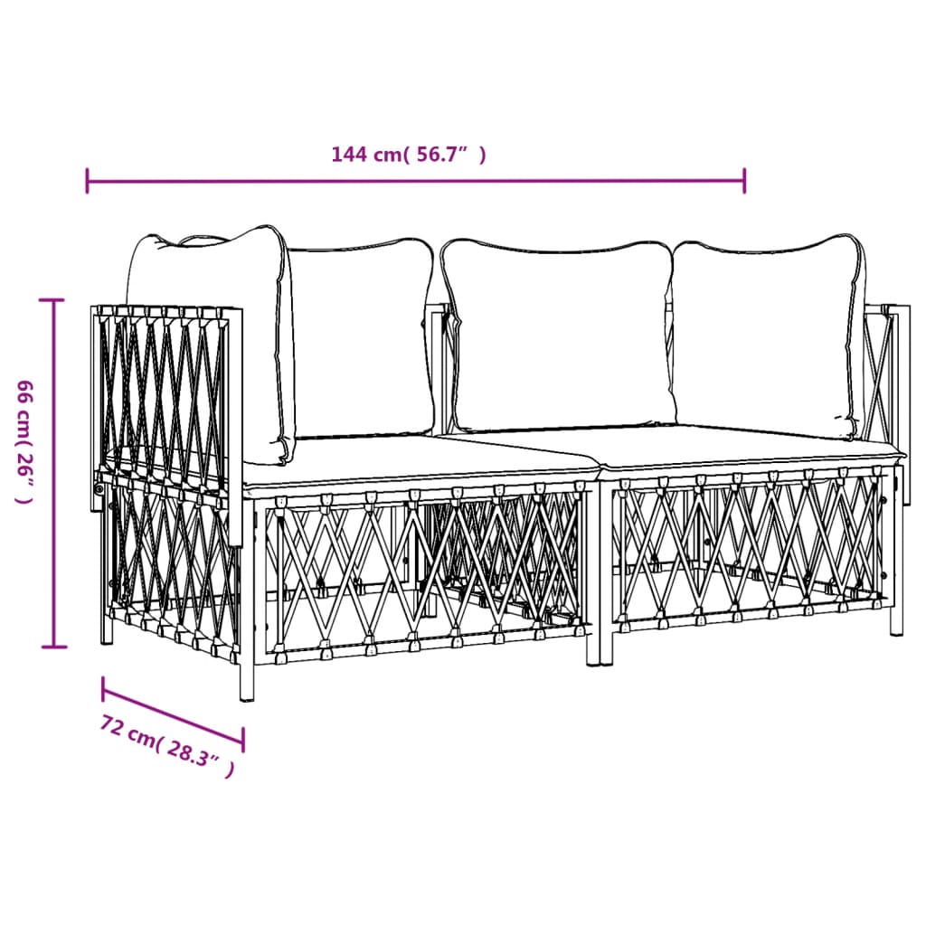 vidaXL 2-tlg. Garten-Lounge-Set mit Kissen Anthrazit Stahl