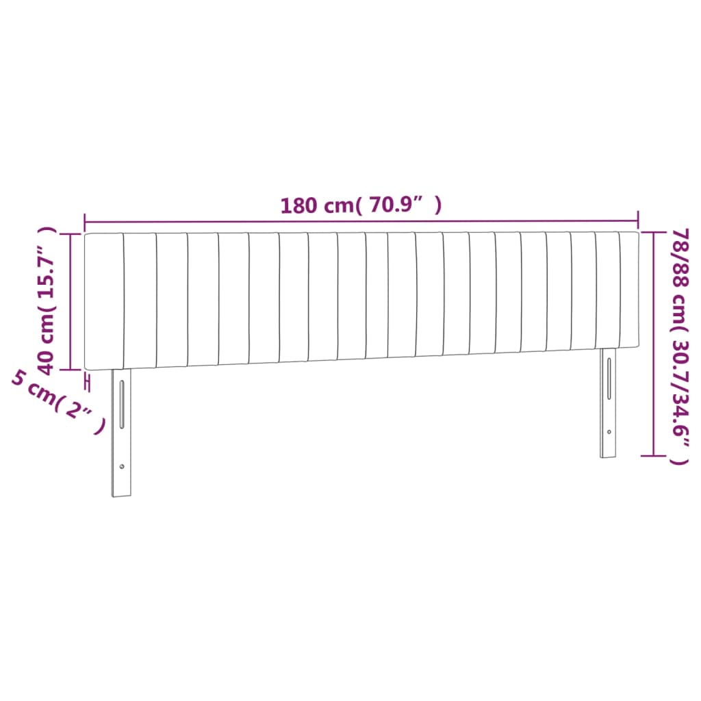 vidaXL LED Kopfteil Dunkelgrün 180x5x78/88 cm Samt