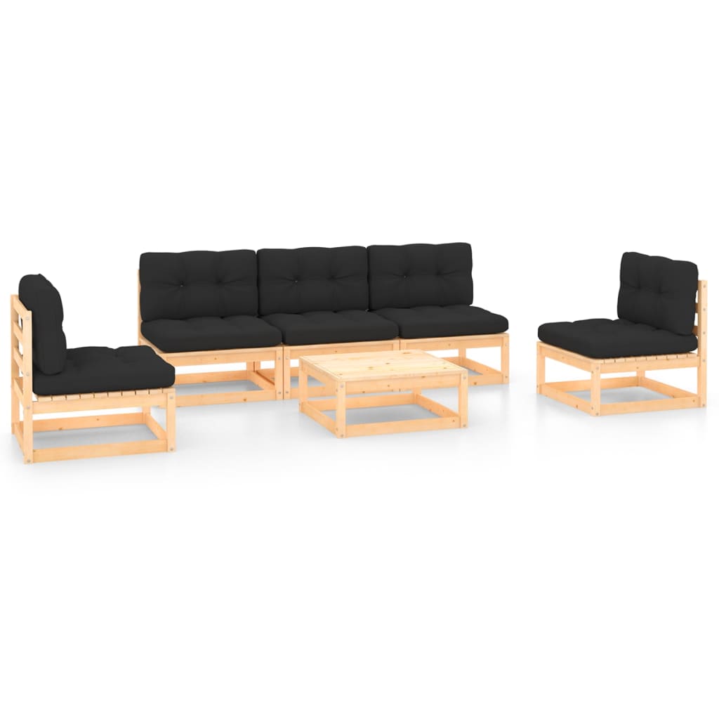 vidaXL 6-tlg. Garten-Lounge-Set mit Kissen Massivholz Kiefer