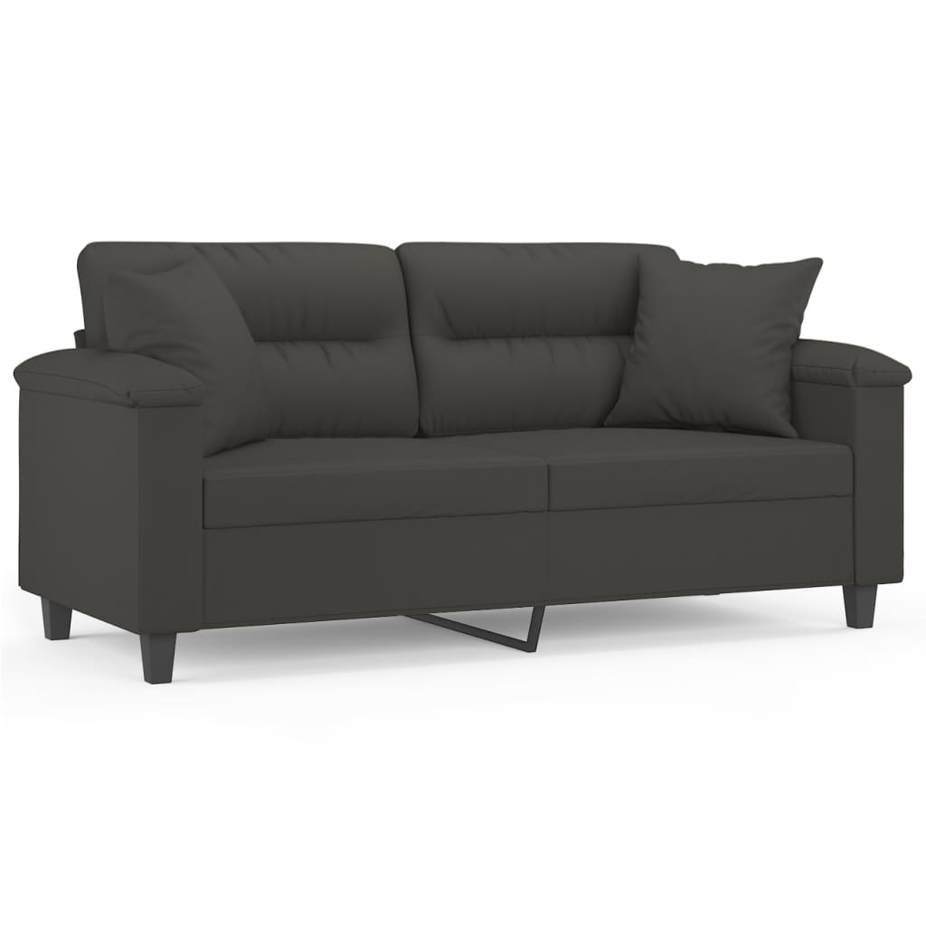 vidaXL 2-Sitzer-Sofa mit Kissen Dunkelgrau 140 cm Mikrofasergewebe