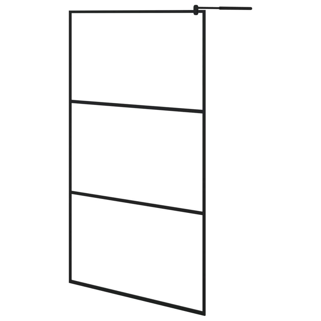 vidaXL Duschwand für Begehbare Dusche ESG-Klarglas Schwarz 115x195 cm