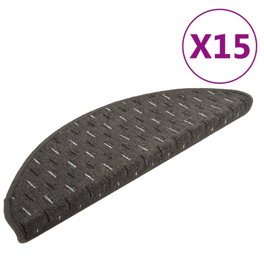 vidaXL Treppenmatten 15 Stk. Anthrazit 56x17x3 cm