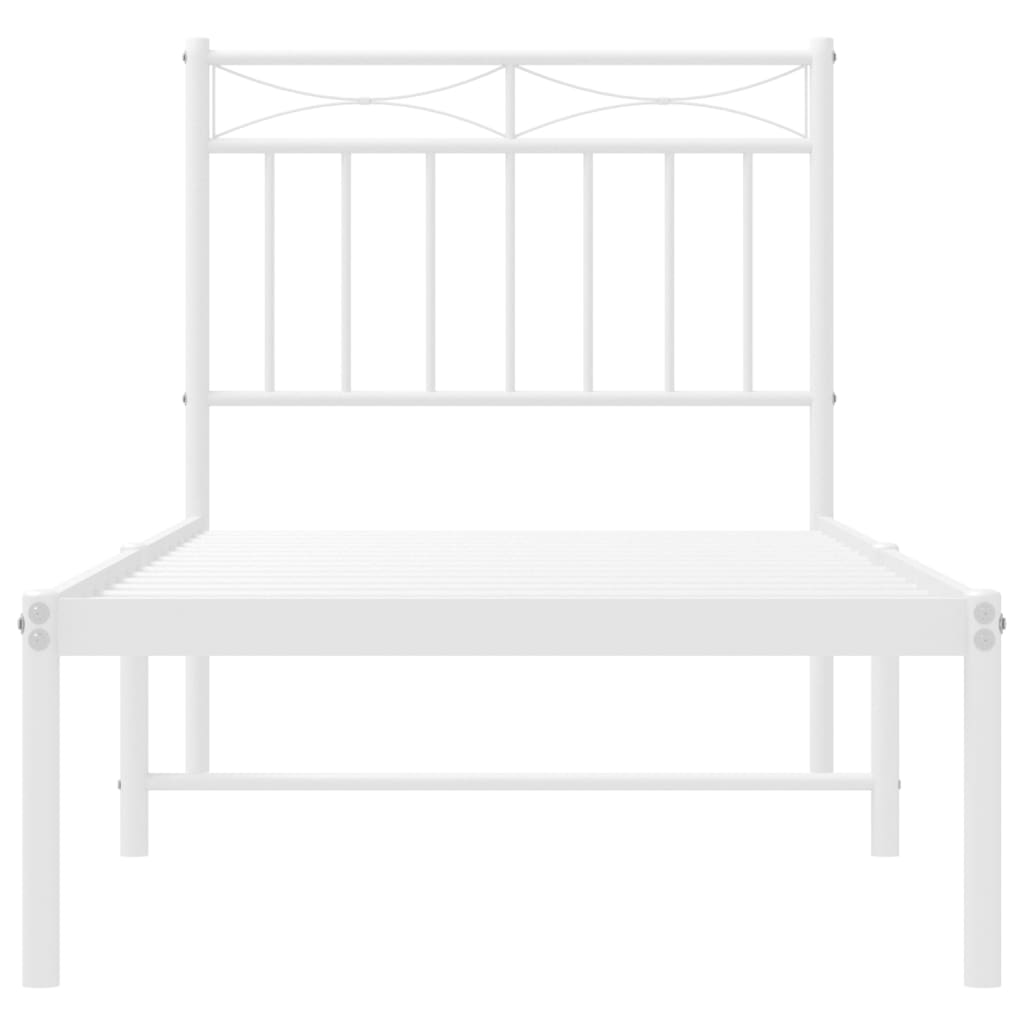 vidaXL Metallbett ohne Matratze mit Kopfteil Weiß 75x190 cm