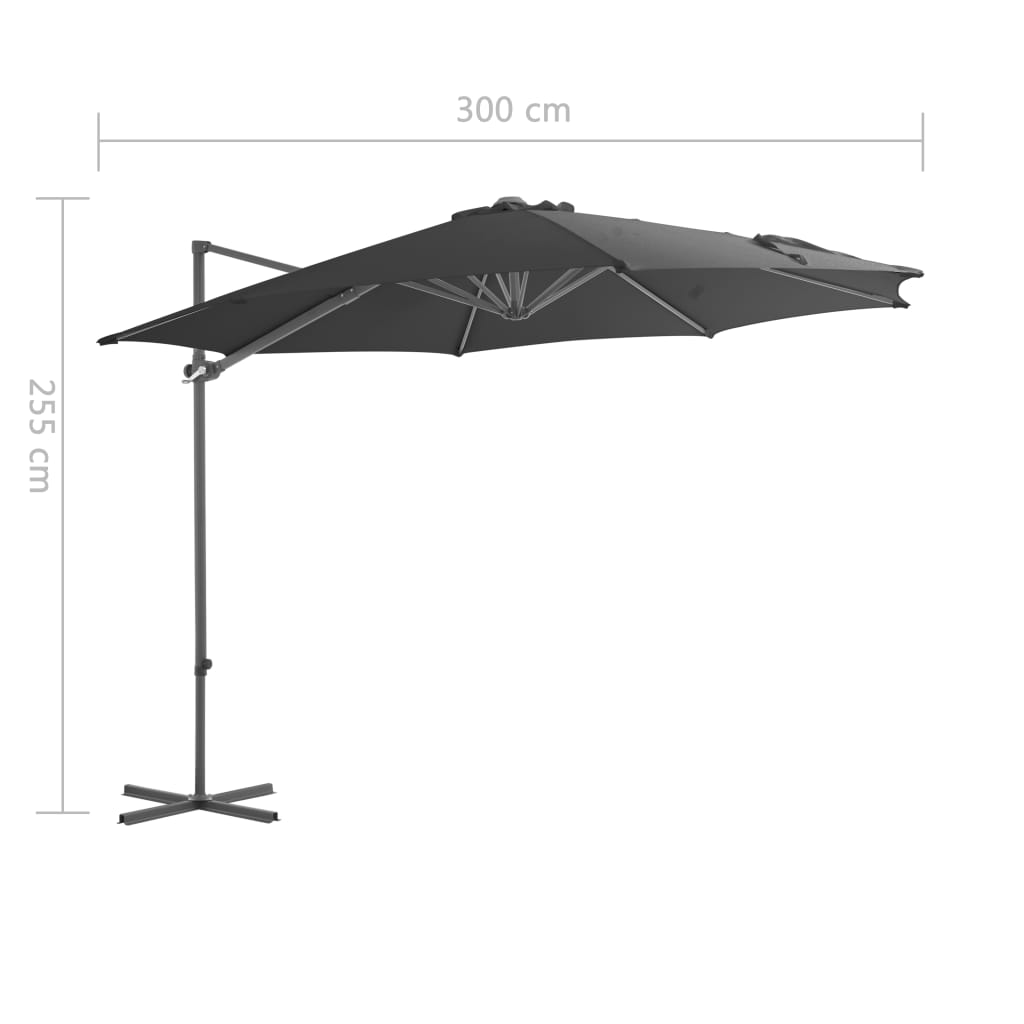 vidaXL Ampelschirm mit Stahl-Mast 300 cm Anthrazit