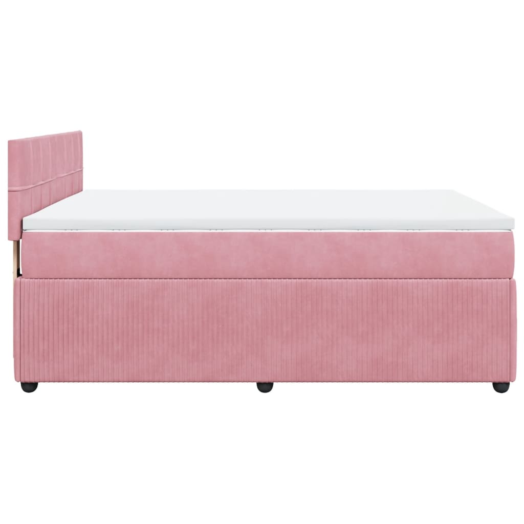 vidaXL Boxspringbett mit Matratze Rosa 140x200 cm Samt