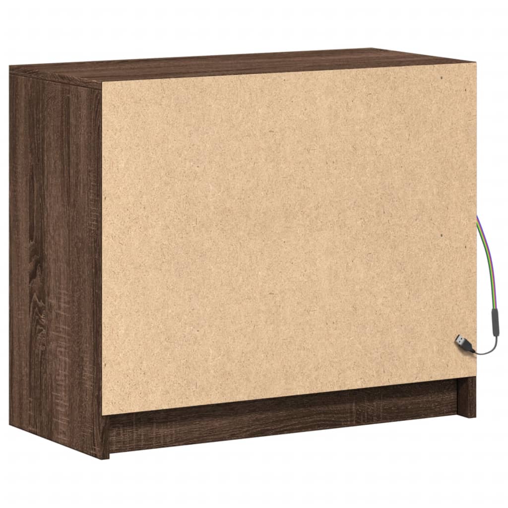 vidaXL LED-Sideboard Braun Eichen-Optik 72x34x61 cm Holzwerkstoff