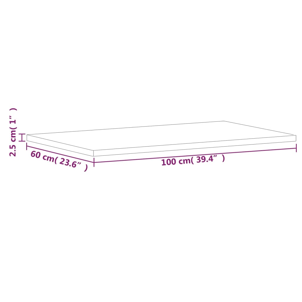 vidaXL Waschtischplatte 100x60x2,5 cm Massivholz Buche