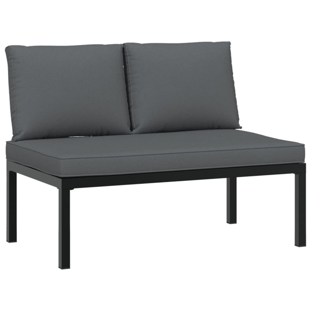 vidaXL 5-tlg. Garten-Sofagarnitur mit Kissen Schwarz Aluminium