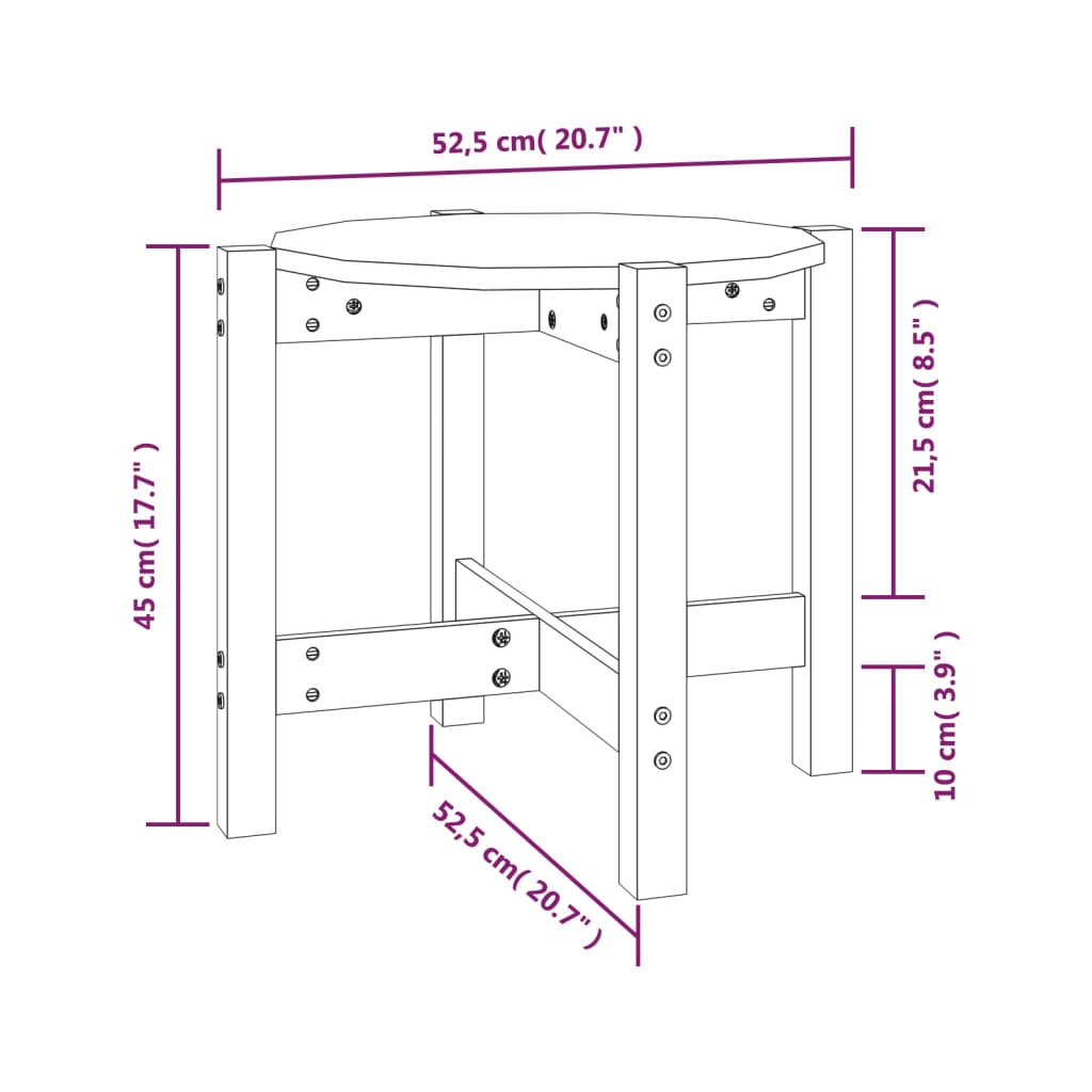 vidaXL Couchtisch Weiß Ø 52,5x45 cm Massivholz Kiefer