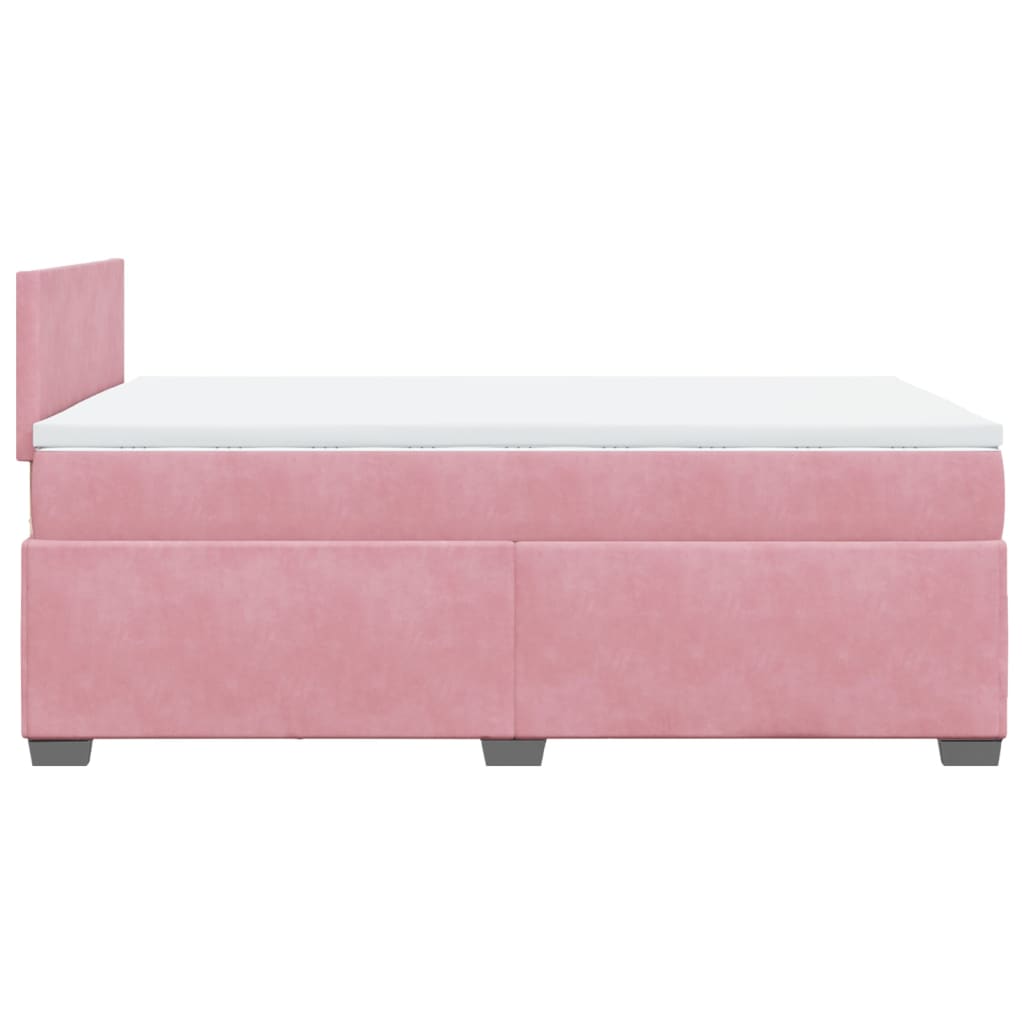 vidaXL Boxspringbett mit Matratze Rosa 120x200 cm Samt