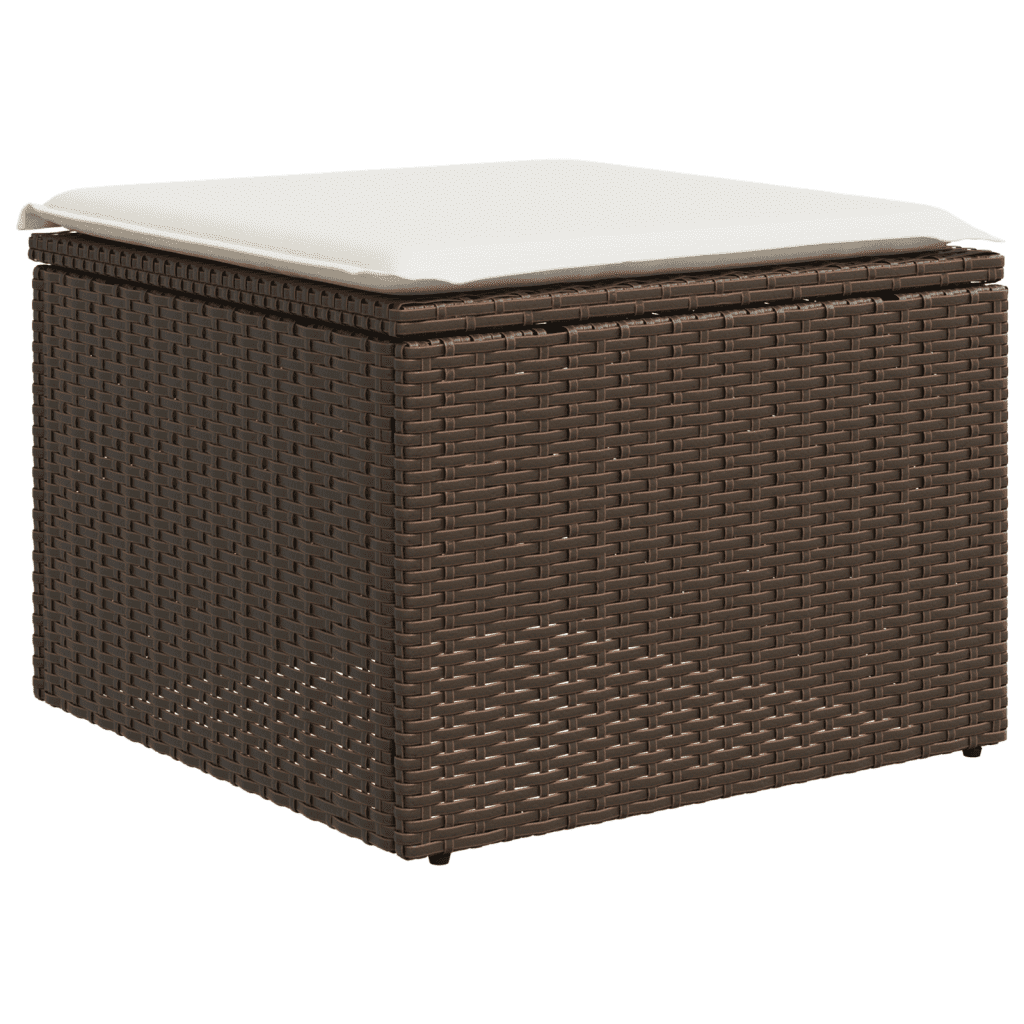 vidaXL 7-tlg. Garten-Sofagarnitur mit Kissen Braun Poly Rattan