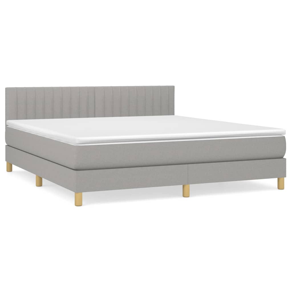 vidaXL Boxspringbett mit Matratze Hellgrau 180x200 cm Stoff