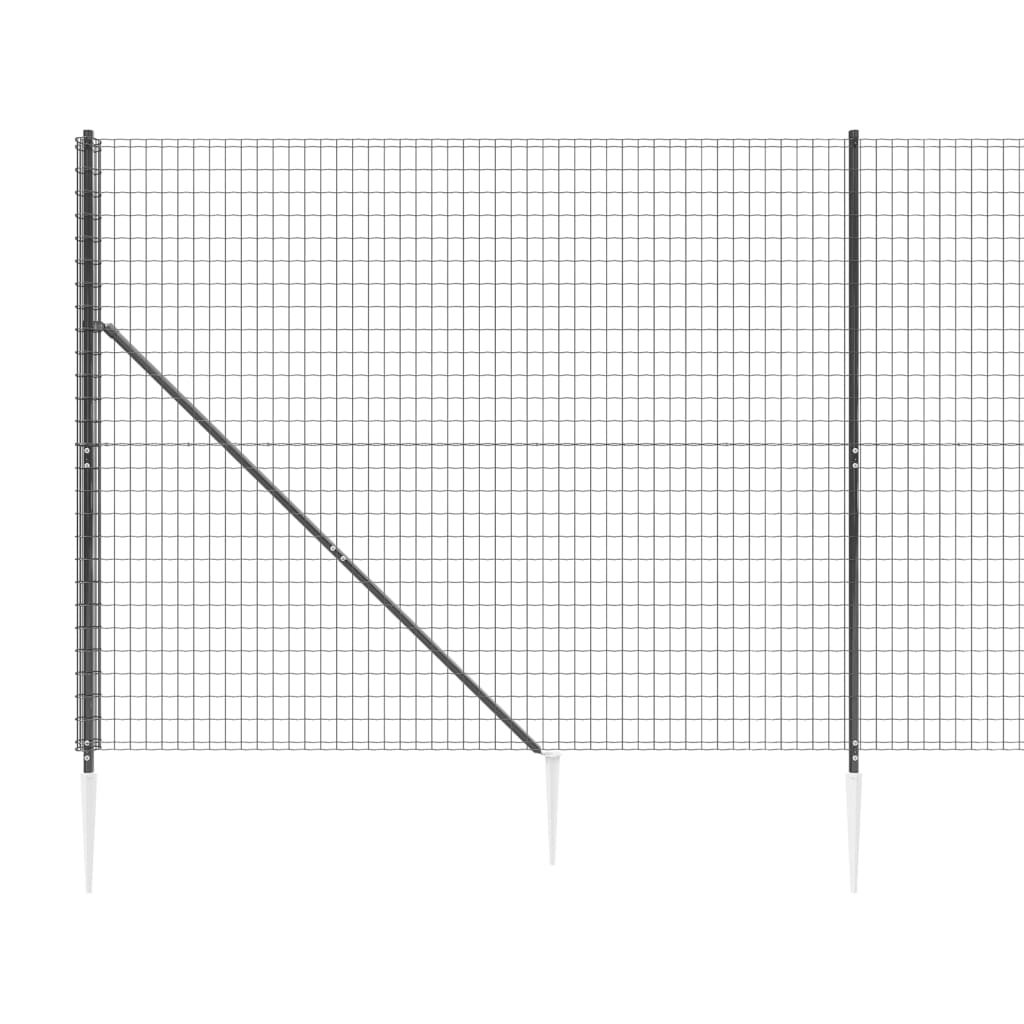 vidaXL Maschendrahtzaun mit Bodenhülsen Anthrazit 1,6x25 m